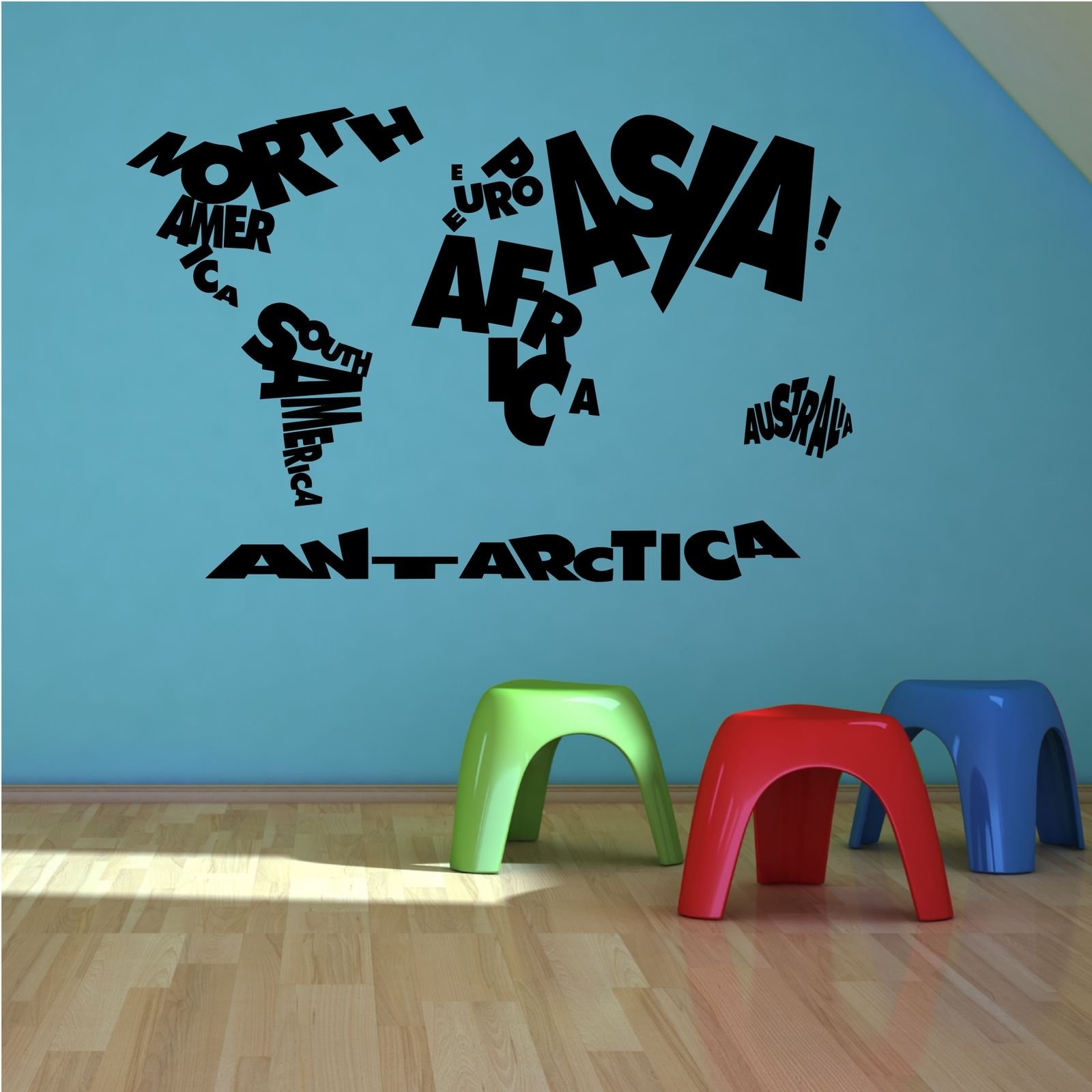 CHILDS KIDS WORLD MAP BEDROOM QUOTE LEARNING WALL STICKER ART TRANSFER DECAL WSD725