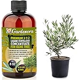 Premium Liquid Olive Tree Plant Fertilizer - 3-1-2 Concentrate for Indoor Plants and Flowers by Gardenera | Organic Plant Food for Olive Trees - 8oz