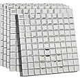 Soulscrafts Beveled Mirror Glass Mosaic Backsplash, Mirror Tiles Silver Crystal Diamond Mosaic Tile 12x12 Inch for Kitchen Bathroom 5 Sheets