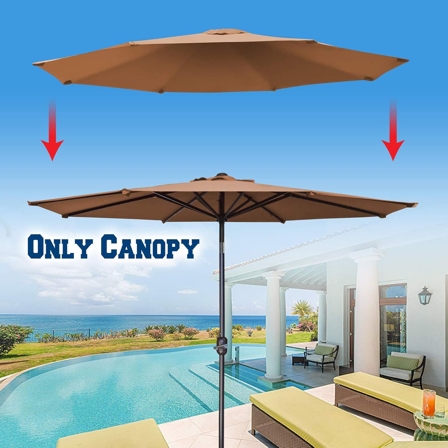Benefitusa Umbrella Replacement Canopy Cover For 11 5ft 8 Rib Market Outdoor Patio Shades Ecru