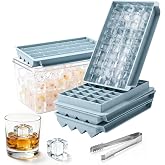 KIBTOPS 4 Pack Ice Cube Tray with Lid & Bin, 160‑Cube 1" Freezer Ice Trays | Easy Release, 160 pcs 1 inch Square Ice Cubes, B