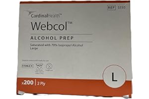 COVIDIEN 5110pk6 5110 Webcol Alcohol Prep, Sterile, Large, 2-Ply, 5" Height, 2.5" Wide, 6" Length, Pad, 6 Packs of 200 (Pack of 1200)