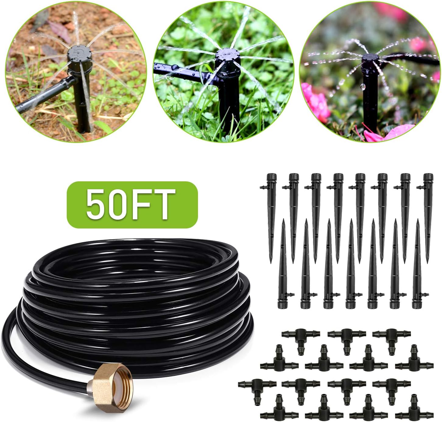 HIRALIY 50ft Drip Irrigation Kit Plant Watering System 8x5mm Blank Distribution Tubing DIY Automatic Irrigation Equipment Set for Garden Greenhouse Flower Bed Patio Lawn : Garden & Outdoor