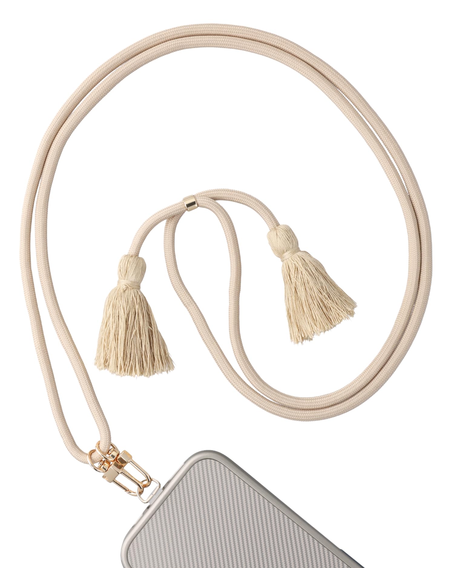 AHABIPERS Phone Neck Lanyard, TPU Phone Patch with Metal Ring, Nylon Crossbody Strap, Adjustable Cell Phone Charm, Compatible with Universal Smart Phone Cases, Nylon Crossbody Landyard - Beige โ image 1