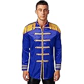 Linjinx Men's Adults Fancy Dress Hippie 1960s Satin Cardigan Coat SGT Sergeant Pepper Costume