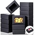 Zonon 30 Pcs Soap Boxes for Homemade Soap Packaging, Mini Kraft Treat Boxes with Window for Bakery Candy Soap Making Gift Packaging(3.5 x 2.4 x 1.2 Inch,Black)