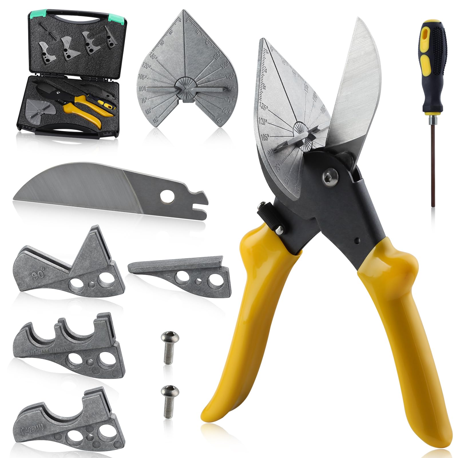GOLD DEER Multifunctional Trunking Shears 45-135 Degree Multi Angle Trim Cutter Hand Tool Multi Angle Miter Cutter Hand Tool Set Multipurpose Quarter Round Cutter for Cutting Soft Wood