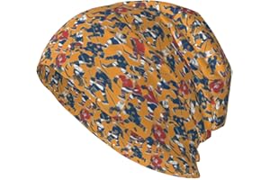 HECHINYUE Adult Fashion Hockey Print Knit Hats Slouchy Beanie Chemo Hat Skull Cap Soft Breathable Unisex Cap Black