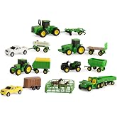 TOMY John Deere Tractor Toy and Truck Toy Value Set - 1:64 Scale - Officially Licensed Farm Toy Playset Includes Tractors, Trucks, Fencing, and Horse Toy - Ages 5 Years and Up