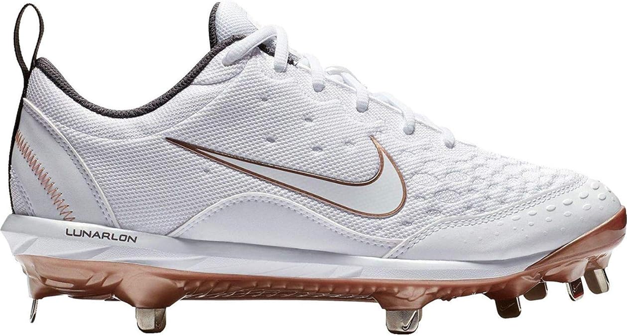 Nike Women's Hyperdiamond 2 Pro Metal Softball Cleat, White / Gold, 7 Softball