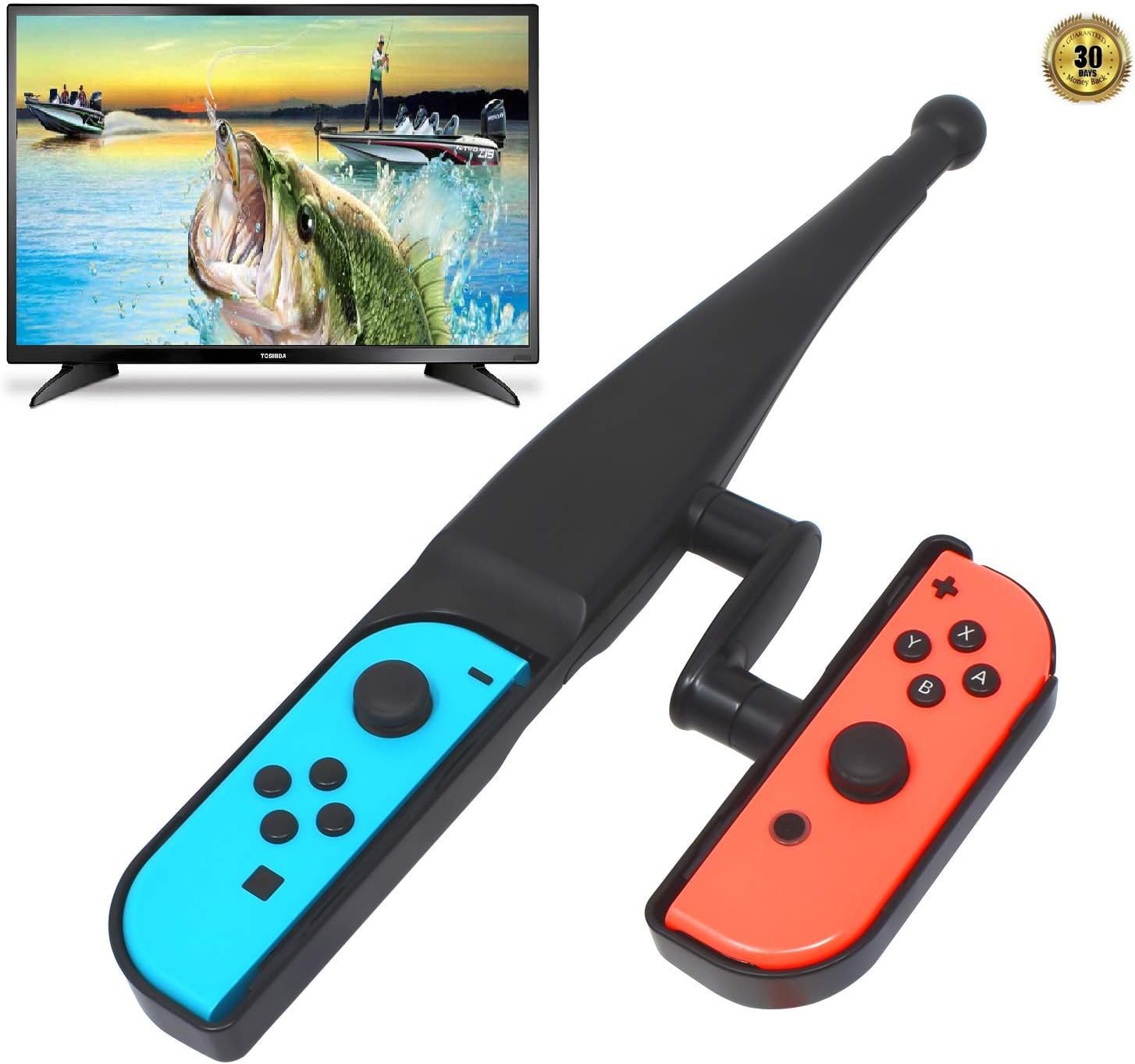 [2019 New Version] Fishing Rod for Nintendo Switch, Fishing Game Accessories Compatible with Legendary Fishing,Switch Joy-Con Accessories, Fishing Game Kit for Switch Controller Bass Pro Shops Black