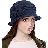 Sumolux Women Beret Hat French Vintage Floral Wool Dress Cloche Classic Winter Hat 1920s