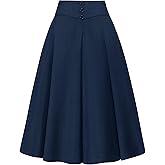 Wedtrend Womens Midi Skirts A Line Skirt Vintage Knee Length High Waisted Skirts for Women Work Skirt for Women