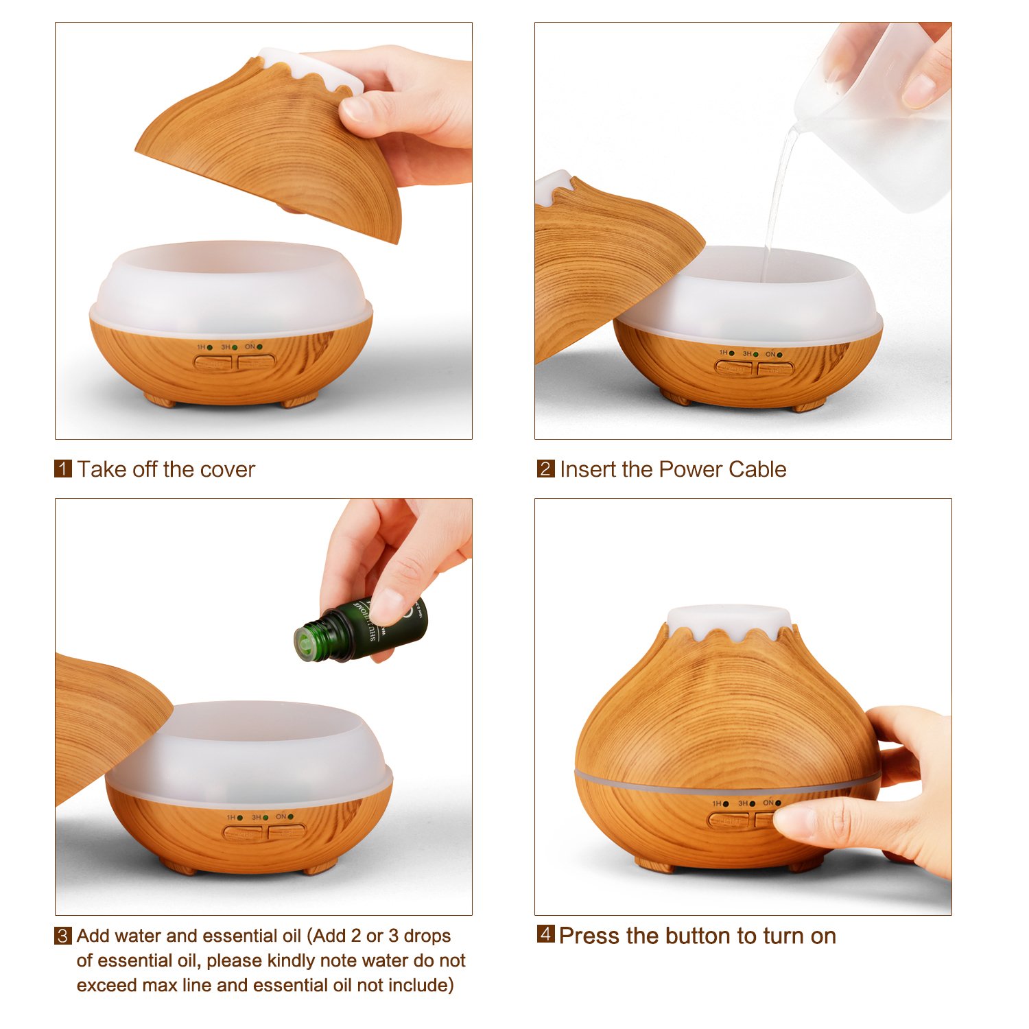 Aroma Essential Oil Diffuser, 150ML OMOTON Aromatherapy Humidifier with 7 Color LED Lights and Auto Shut-off-Ultrasonic Cool Mist & Fragrance For Home Office Study Yoga Spa - New Version