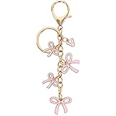 Popizard Bow Purse Charms Keychain - Pink Bow Alphabet Letter Key Chain, Bag Charms Wallet