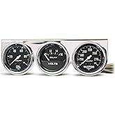 AUTO METER 2399 Autogage Black Oil/Water/Volt Gauge with Chrome Console,2.625 in.