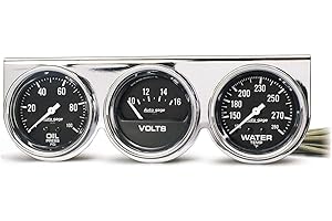 Auto Meter 2399 Chrome 2-5/8" Mechanical Three-Gauge Console