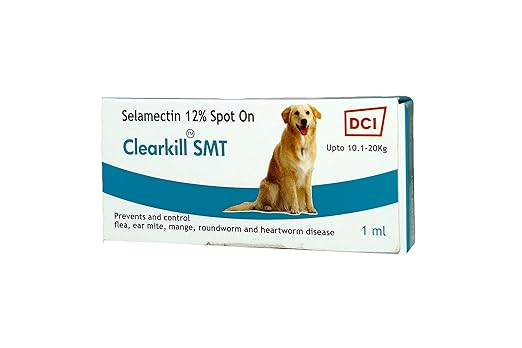 Clearkill SMT Selamectin 12% Spot on for Flea, Ear Mite, Roundworm and Heartworm Diseases, 1 ml