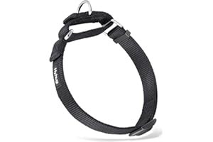Hyhug Martingale Dog Collar Medium Black |Escape - Proof Heavy Duty Nylon Durable No Slip, Ideal for Training & Daily Walks