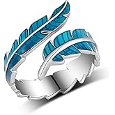 Tajuxa Feather Ring 925 Sterling Silver Leaf Ring Adjustable Rings Jewelry Gifts For Women