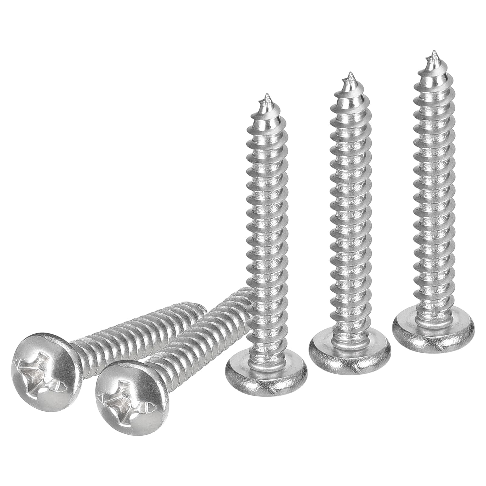 DTGN #6x1" Phillips Pan Head Self-tapping Screw - 100Pack - Bright Finish 304 Stainless Steel Sheet Metal Screws Wood Screws — image 1