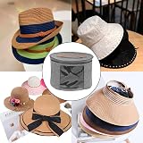 DYOUen Felt Hat Storage Box Round Foldable Clear Window Handle Grey Wardrobe view 7