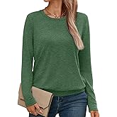 Micticsi Womens Long Sleeve Shirts Casual Banded Hem Tops Basic Tees Spring Outfits Clothes 2026