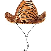VALICLUD Cowgirl Party Decorations - Tiger Print EVA Hat for Adults, Animal Print Cosplay Caps for Women, Men's Summer EVA Hats, Prom Accessories