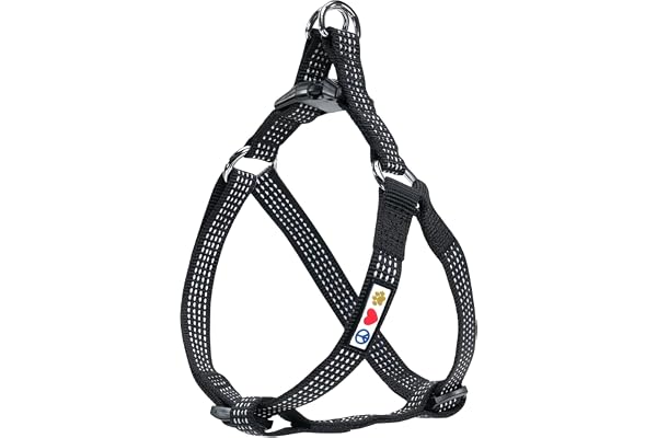 Pawtitas Reflective Step-in Dog Harness – Adjustable No-Pull Vest for Puppies to Seniors, Safe & Comfortable, XS Black