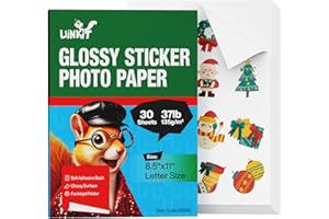 Uinkit Printable Glossy Sticker Label Photo Paper for Inkjet Printer, 8.5 x 11Inches 6.5Mil Printable Self Adhesive Sticky Pa