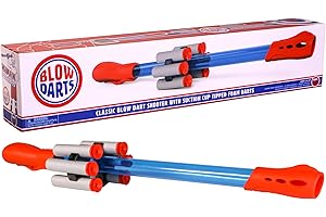 Mighty Fun! - Blow Darts Target Set - Classic Blowtube for Kids - Blow Dart Shooter, 6 Suction Cup Tipped Darts, Dart Holder and Bullseye Target - Ages 6+