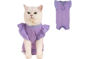 Avont Cat Recovery Suit - Post-Surgery Onesie for Cats, Alternative to Cone of Shame, Protective Spay Suit for Female Kitten, Ideal for Healing and Skin Conditions -Purple(M)