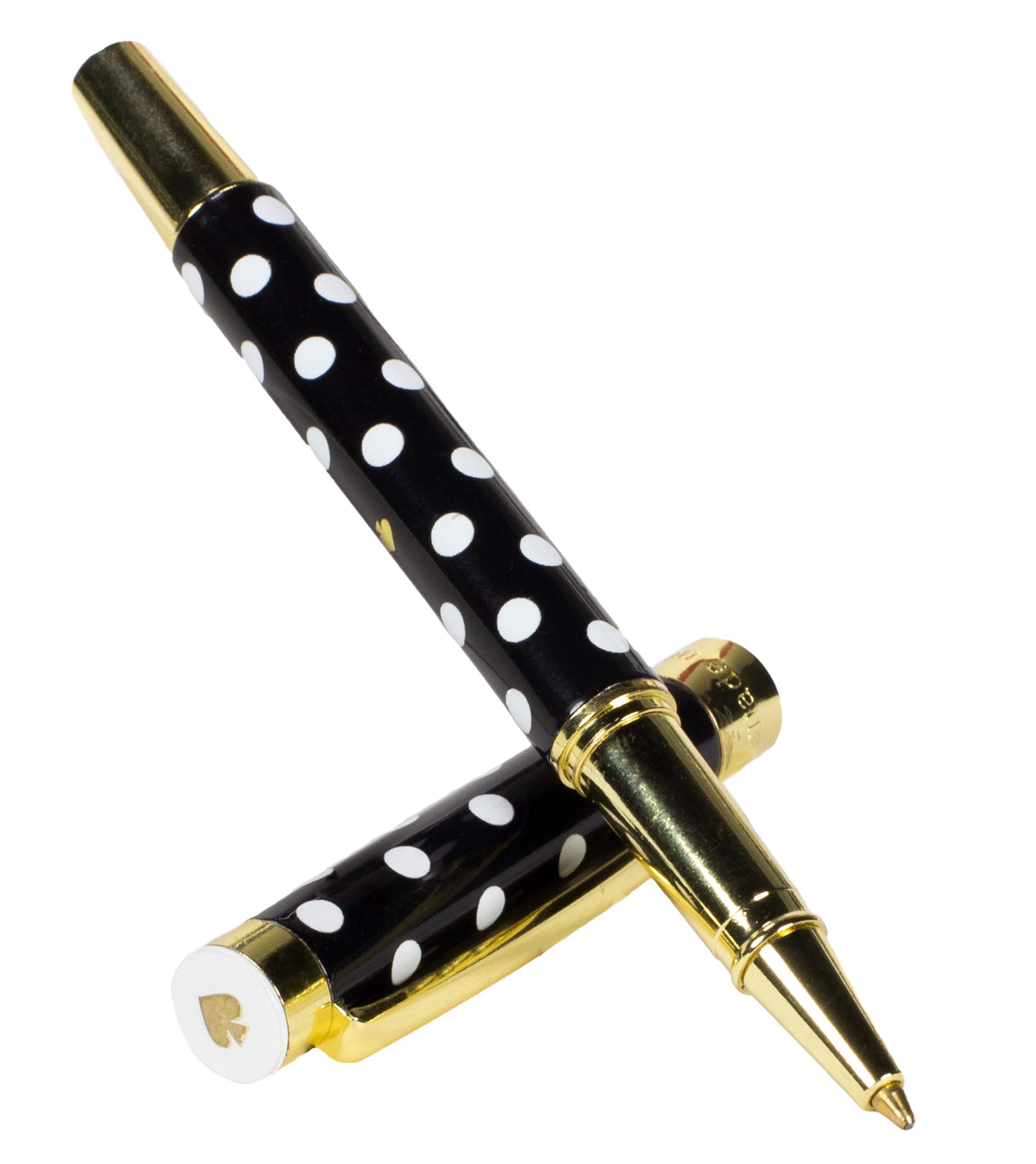 Black Ink Ballpoint Pen with Reusable Gift Box, Professional Office Pen for Women Accepts Standard Refills, Polka Dots (black/white)