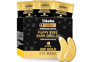 TIBOBO Under Eye Patches (36 Pairs) - 24K Gold Eye Masks Enriched with Abundant Collagen for Dark Circles, Puffy Eyes, Wrinkles - Gifts for Women Skin Care - Vegan & USA Tested