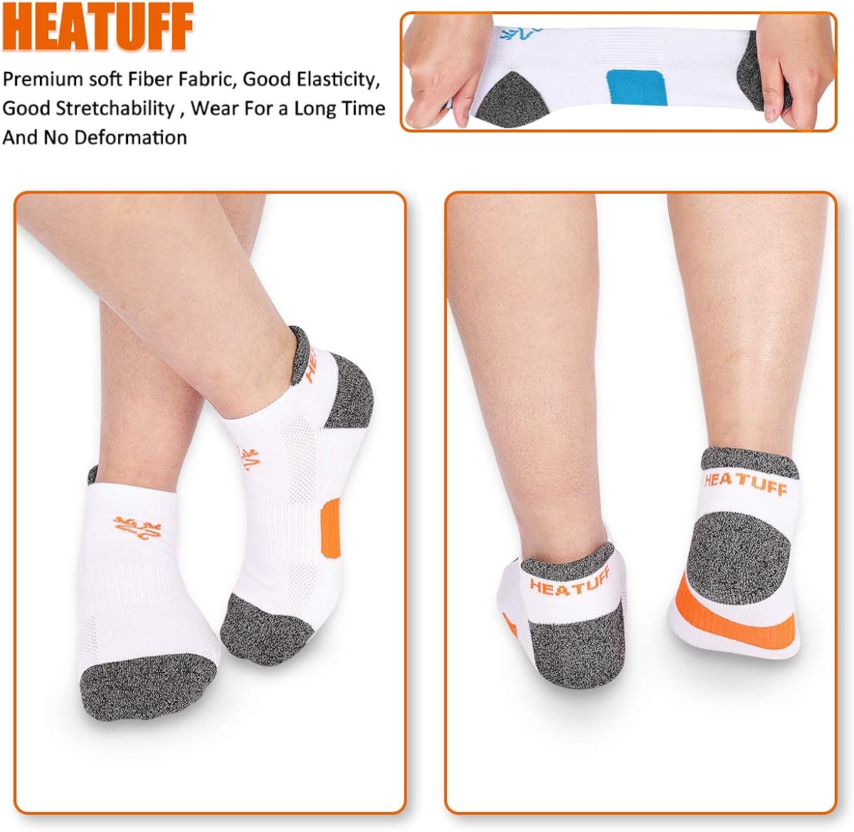Heatuff Women's Performance Athletic Ankle Socks - Low Cut Cushioned Sock with Heel Tab (6 & 12 Packs) at  Women’s Clothing store
