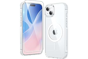 FNTCASE for iPhone 15 Case: for iPhone 14 | iPhone 13 Case Support Magnetic Charging Military Grade Drop Protection Anti Yellowing | Rugged Shockproof Phone Cover - 6.1 inch (Clear)