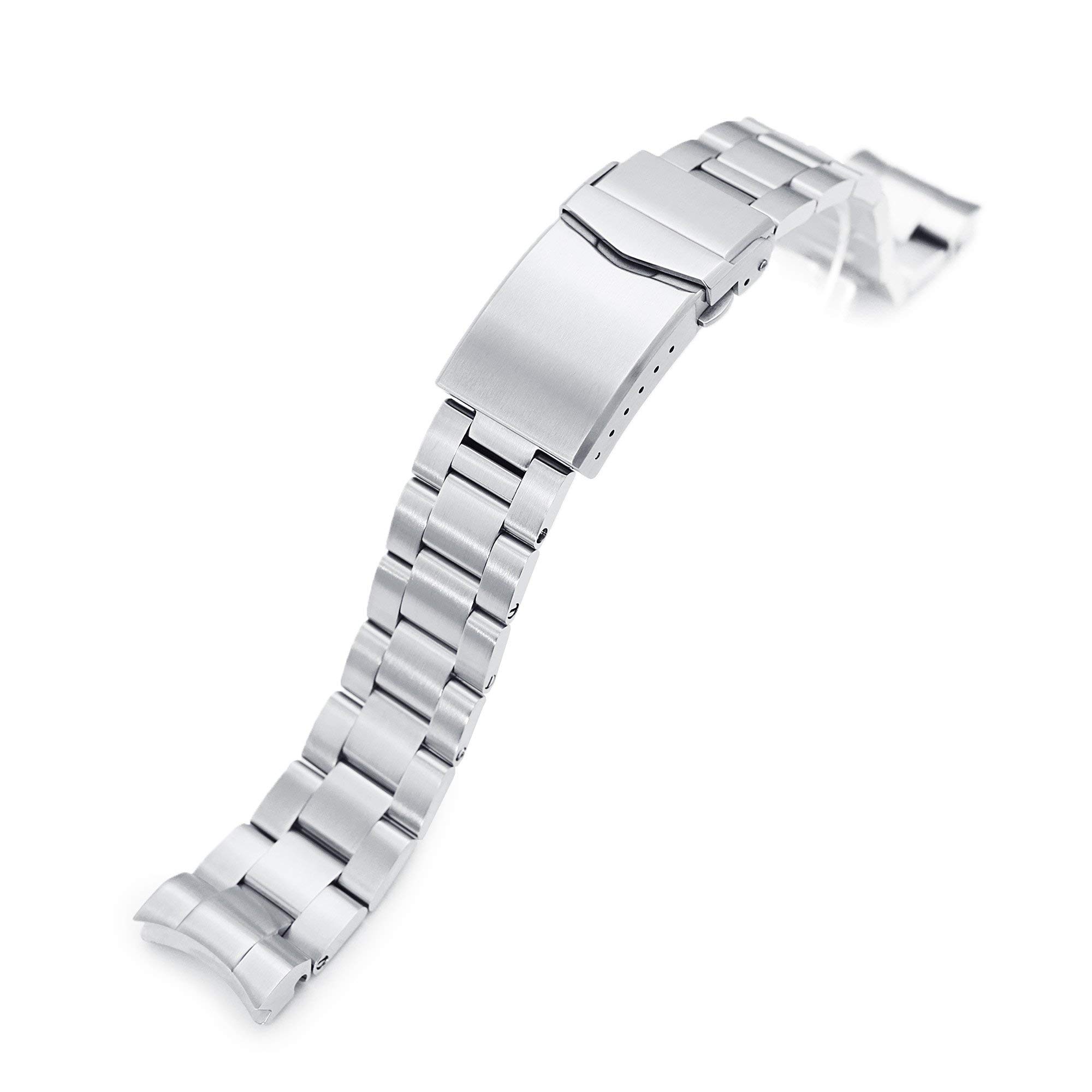 MiLTAT 20mm Super-O Boyer Watch Strap for Seiko Baby mm 200 Brushed V Clasp, silver, L, Classic