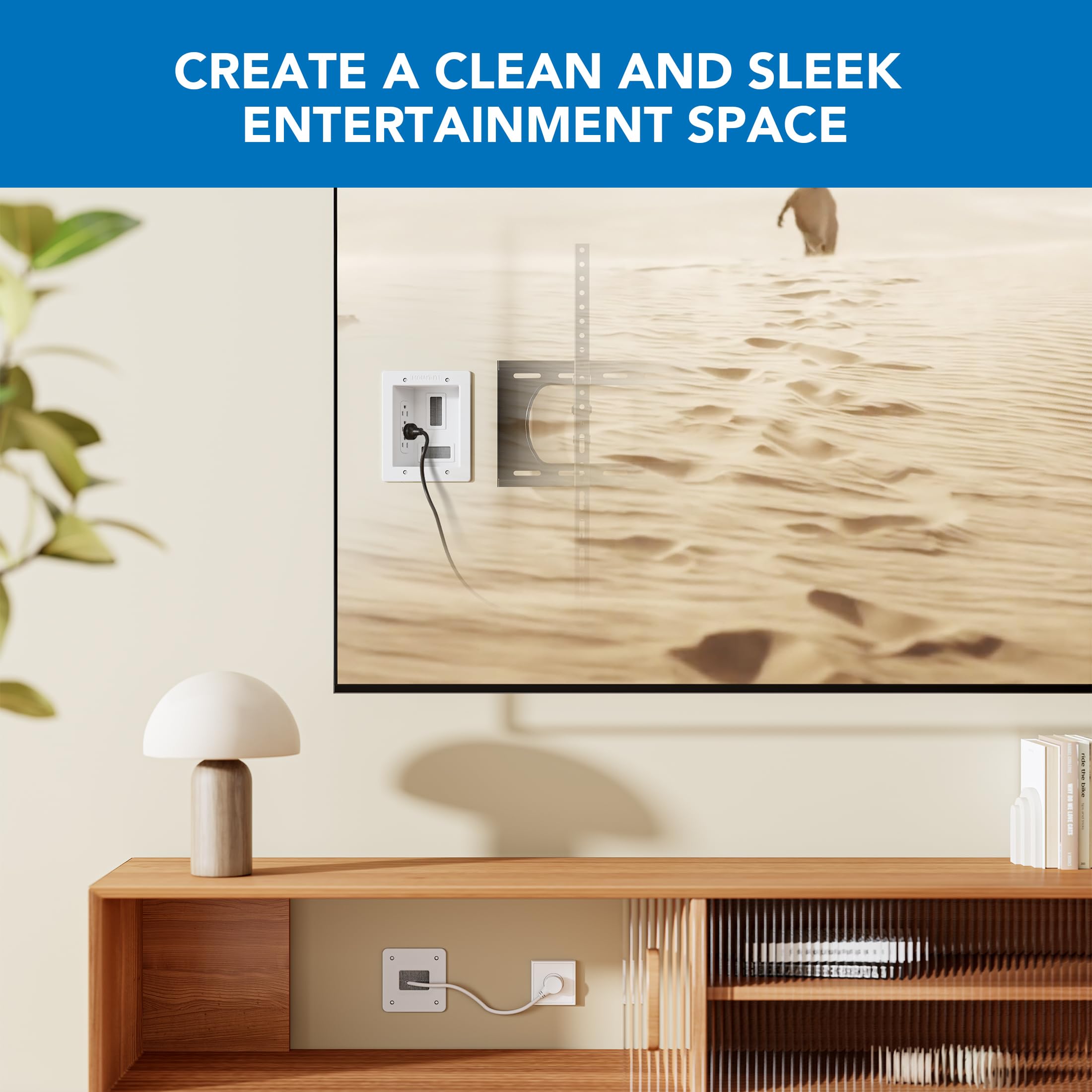 Mount-It! in-Wall TV Cable Concealer Kit with Recessed Power – Triple Outlet, 9ft Cord, and Hand Saw – Easy, Safe Cable Management for Organized TV and Home Theater Setups