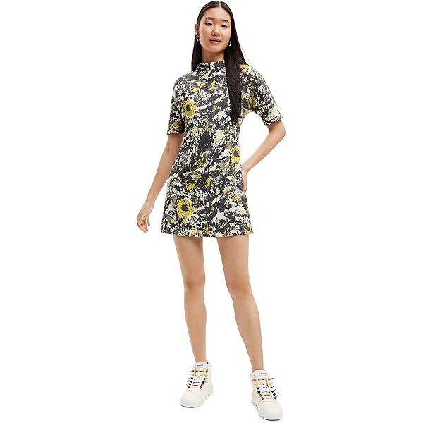 Adrianna Papell Women's Floral Embroidered High Low Dress with Sheer Short  Sleeves Dress, Blue Multi, 6 at Amazon Women's Clothing store