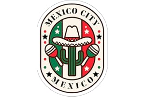 NO THORNS MEDIA Mexico City Ciudad De MÈxico Mexico Sticker Decal Vinyl Small Waterproof for Water Bottle Mug Passport Book Scrapbook Notebook Laptop Tumbler Skateboard Computer Phone Size 4" Funny Gift ID44990
