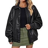 AUTOMET Women's Oversized Leather Jackets Faux Suede 2026 Fall Zip Up Motorcycle Coats Blazer Jackets for Women Outfits