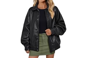 AUTOMET Women's Oversized Leather Jackets Faux Suede 2026 Fall Zip Up Motorcycle Coats Blazer Jackets for Women Outfits