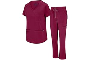 Natural Uniforms Womens 11 Pocket Cool Stretch Cargo Scrub Set with Regular and Petite Sizes