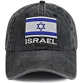 KKMKSHHG Israel Hats for Men Women, Adjustable Embroidered Cotton Israel Flag Baseball Cap