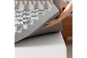 Gelsea Mattress Topper 3 Inch Queen Memory Foam Mattress Topper Bamboo Charcoal Infused Bed Mattress Topper Medium Firm for Back Pain & Pressure Relief Plush Feel Foam CertiPUR-US Certified, Gray