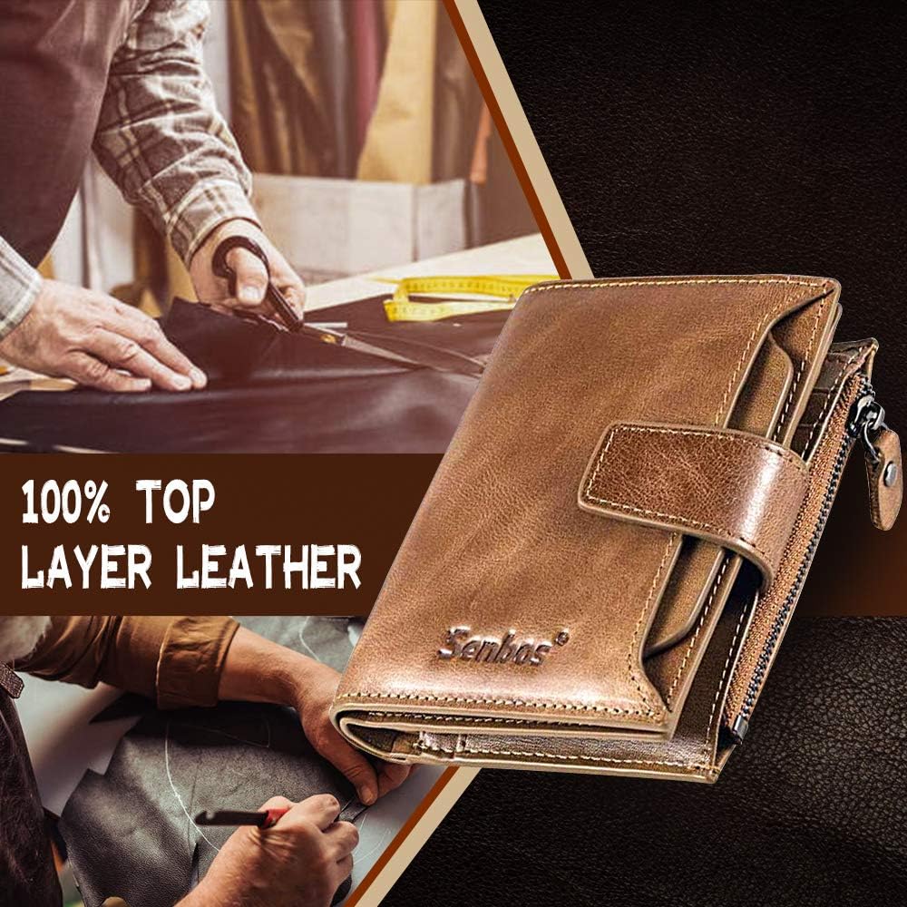 Senbos Men's RFID Protection Genuine Leather Wallet Vertical with 18 Card Slots - Image 4