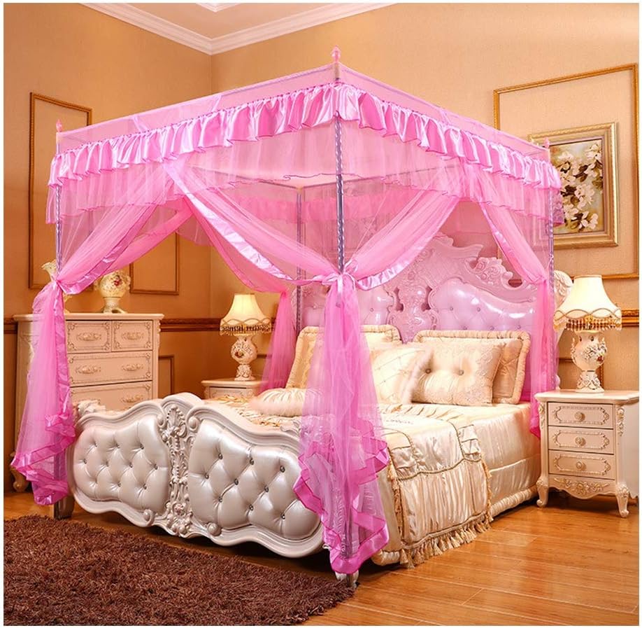 ,Pink DUXY Moskitonetz für Betten mit 180 x 200 cm geeignet betthimmel