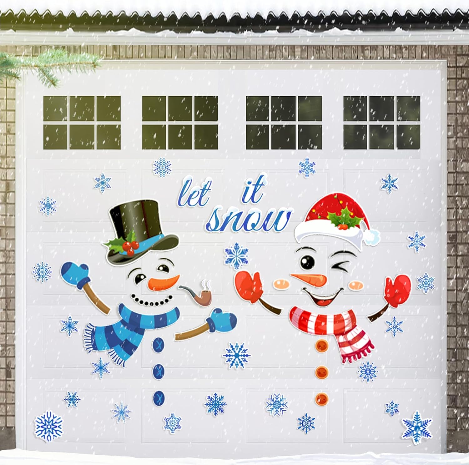 Garage Door Decorations - Garage Door Christmas Decorations Magnets - Snowman Snowflake Magnetic Christmas Decor Set - Refrigerator Decal Stickers Decorations for Garage Door Banner Xmas Holiday Party Home Decorations Supplies