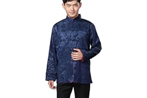 BLINGLAND Chinese Traditional Tai Chi Uniform Long Sleeve Top Kungfu Shirt Tang Suit for Men