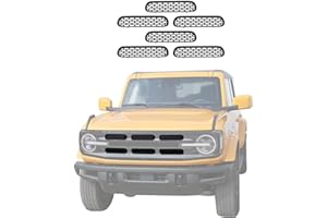Jimen Compatible with Ford Bronco 2021-2023, 6PCS Front Grille Inserts Mesh Grill Cover Exterior Trim Accessories (Matte Black)